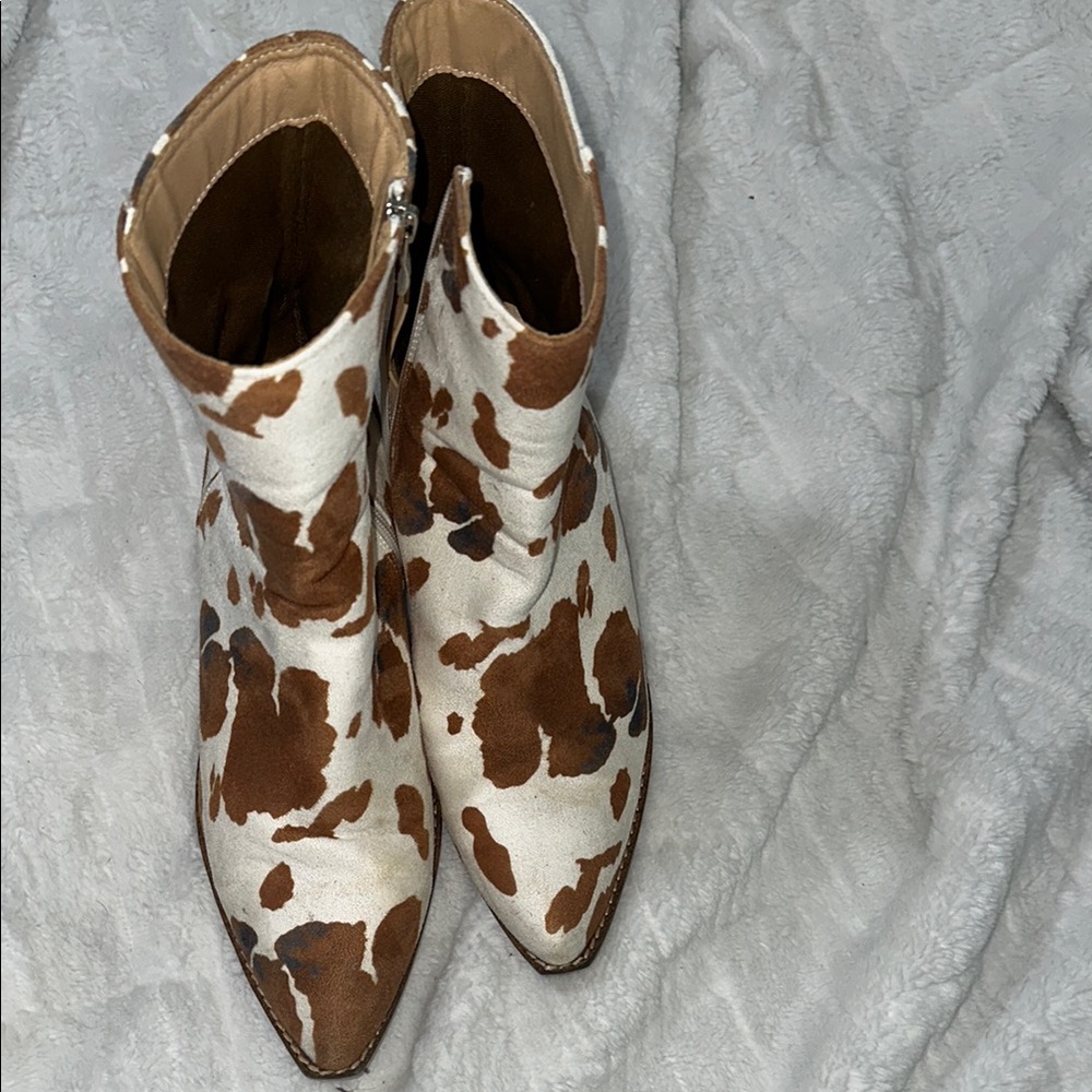 Stylish Cow Print Ankle Boots